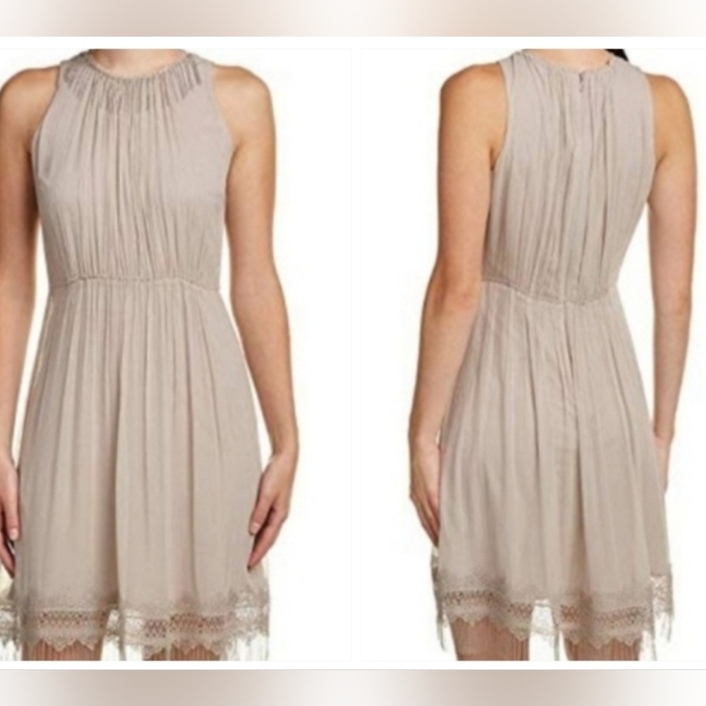 NWT- $498 ELIE TAHARI Demetria Sleeveless Chain-Trim Silk Dress 12